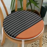 - RealHomes Yuvarlak Fermuarlı Minder - Realhomes  Siyah Gri Çizgili Turuncu Zeminli Modern Yuvarlak Fermuarlı Sandalye Minderi Realhomes