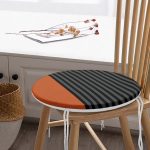 - RealHomes Yuvarlak Fermuarlı Minder - Realhomes  Siyah Gri Çizgili Turuncu Zeminli Modern Yuvarlak Fermuarlı Sandalye Minderi Realhomes