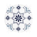 Mavi Çini Çizimli Dijital Baskılı Yuvarlak Fermuarlı Sandalye Minderi Realhomes