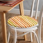 Sarı Turuncu Çizgili Yuvarlak Fermuarlı Sandalye Minderi Realhomes