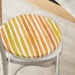 Sarı Turuncu Çizgili Yuvarlak Fermuarlı Sandalye Minderi Realhomes