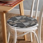 - RealHomes Yuvarlak Fermuarlı Minder - Realhomes Siyah Zemin Geometrik Üçgen Tasarımlı Yuvarlak Fermuarlı Sandalye Minderi Realhomes