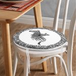 - RealHomes Yuvarlak Fermuarlı Minder - Realhomes Zebra Çerçeveli Zebra Desenli Dijital Baskılı Yuvarlak Fermuarlı Sandalye Minderi Realhomes