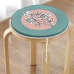 Turkuaz Pudra Zeminli Gül Motifli Yuvarlak Fermuarlı Sandalye Minderi Realhomes