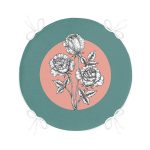 Turkuaz Pudra Zeminli Gül Motifli Yuvarlak Fermuarlı Sandalye Minderi Realhomes