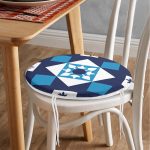 - RealHomes Yuvarlak Fermuarlı Minder - Realhomes  Mavi Çini Desenli Dijital Baskılı Yuvarlak Fermuarlı Sandalye Minderi Realhomes