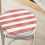 - RealHomes Yuvarlak Fermuarlı Minder - Realhomes  Kırmızı Çizgili Dijital Baskılı Yuvarlak Fermuarlı Sandalye Minderi Realhomes