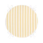 Sarı Beyaz Düz Çizgili Özel Tasarım Yuvarlak Fermuarlı Sandalye Minderi Realhomes