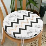 - RealHomes Yuvarlak Fermuarlı Minder - Realhomes  Mermer Zemin Geometrik Zigzag Tasarımlı Yuvarlak Fermuarlı Sandalye Minderi Realhomes
