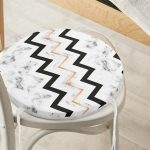 - RealHomes Yuvarlak Fermuarlı Minder - Realhomes  Mermer Zemin Geometrik Zigzag Tasarımlı Yuvarlak Fermuarlı Sandalye Minderi Realhomes