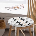 - RealHomes Yuvarlak Fermuarlı Minder - Realhomes  Mermer Zemin Geometrik Zigzag Tasarımlı Yuvarlak Fermuarlı Sandalye Minderi Realhomes