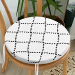 - RealHomes Yuvarlak Fermuarlı Minder - Realhomes  Siyah Beyaz Dijital Baskılı Yuvarlak Fermuarlı Sandalye Minderi Realhomes