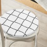 - RealHomes Yuvarlak Fermuarlı Minder - Realhomes  Siyah Beyaz Dijital Baskılı Yuvarlak Fermuarlı Sandalye Minderi Realhomes