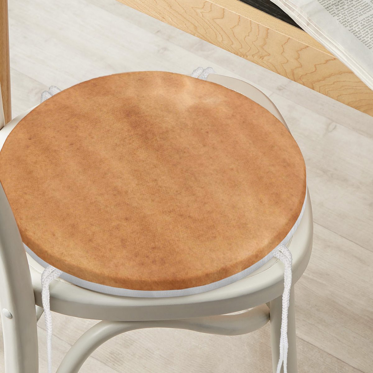 Kahverengi Dalgalı Düz Renkli Dijital Baskılı Modern Yuvarlak Fermuarlı Sandalye Minderi Realhomes