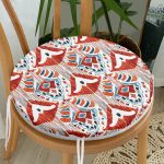 Kırmızı Renkli Damask Tasarımlı Modern Yuvarlak Fermuarlı Sandalye Minderi Realhomes