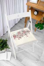 Kırmızı Renkli Damask Tasarımlı Modern Yuvarlak Fermuarlı Sandalye Minderi Realhomes