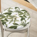 - RealHomes Yuvarlak Fermuarlı Minder - Realhomes  Yeşil Tropik Yaprak Motifli Modern Yuvarlak Fermuarlı Sandalye Minderi Realhomes