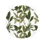 - RealHomes Yuvarlak Fermuarlı Minder - Realhomes  Yeşil Tropik Yaprak Motifli Modern Yuvarlak Fermuarlı Sandalye Minderi Realhomes