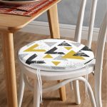 - RealHomes Yuvarlak Fermuarlı Minder - Realhomes Mermer Detaylı Siyah Beyaz Geometrik Motifli Modern Yuvarlak Fermuarlı Sandalye Minderi Realhomes