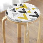 - RealHomes Yuvarlak Fermuarlı Minder - Realhomes Mermer Detaylı Siyah Beyaz Geometrik Motifli Modern Yuvarlak Fermuarlı Sandalye Minderi Realhomes