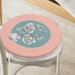 - RealHomes Yuvarlak Fermuarlı Minder - Realhomes Pudra Yeşil Zeminli Beyaz Gül Tasarımlı Yuvarlak Fermuarlı Sandalye Minderi Realhomes