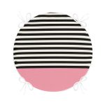 - RealHomes Yuvarlak Fermuarlı Minder - Realhomes Pembe Zemin Siyah Çizgili Dijital Baskılı Modern Yuvarlak Fermuarlı Sandalye Minderi Realhomes