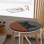 - RealHomes Yuvarlak Fermuarlı Minder - Realhomes Turuncu Çizgili Karakedi Tasarımlı Yuvarlak Fermuarlı Sandalye Minderi Realhomes