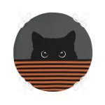 - RealHomes Yuvarlak Fermuarlı Minder - Realhomes Turuncu Çizgili Karakedi Tasarımlı Yuvarlak Fermuarlı Sandalye Minderi Realhomes