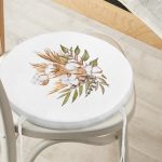 - RealHomes Yuvarlak Fermuarlı Minder - Realhomes Sonbahar Temalı Kurumuş Yaprak Tasarımlı Modern Yuvarlak Fermuarlı Sandalye Minderi Realhomes