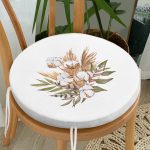 - RealHomes Yuvarlak Fermuarlı Minder - Realhomes Sonbahar Temalı Kurumuş Yaprak Tasarımlı Modern Yuvarlak Fermuarlı Sandalye Minderi Realhomes