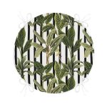 - RealHomes Yuvarlak Fermuarlı Minder - Realhomes  Çizgili Zemin Tropik Yaprak Motifli Modern Yuvarlak Fermuarlı Sandalye Minderi Realhomes