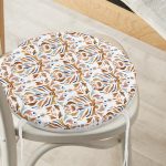 Renkli Etnik Tasarımlı Yuvarlak Fermuarlı Sandalye Minderi Realhomes