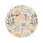 - RealHomes Yuvarlak Fermuarlı Minder - Realhomes Sarı Detaylı Çiçek Temalı Dijital Baskılı Modern Yuvarlak Fermuarlı Sandalye Minderi Realhomes