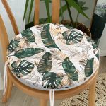- RealHomes Yuvarlak Fermuarlı Minder - Realhomes  Gold Detaylı Tropik Yaprak Tasarımlı Yuvarlak Fermuarlı Sandalye Minderi Realhomes