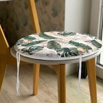 - RealHomes Yuvarlak Fermuarlı Minder - Realhomes  Gold Detaylı Tropik Yaprak Tasarımlı Yuvarlak Fermuarlı Sandalye Minderi Realhomes