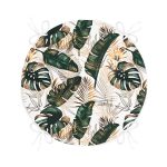 - RealHomes Yuvarlak Fermuarlı Minder - Realhomes  Gold Detaylı Tropik Yaprak Tasarımlı Yuvarlak Fermuarlı Sandalye Minderi Realhomes