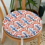 - RealHomes Yuvarlak Fermuarlı Minder - Realhomes  Mavi Kırmızı Damask Motifli Yuvarlak Fermuarlı Sandalye Minderi Realhomes