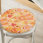 - RealHomes Yuvarlak Fermuarlı Minder - Realhomes  Turuncu Damask Tasarımlı Dijital Baskılı Yuvarlak Fermuarlı Sandalye Minderi Realhomes