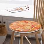 - RealHomes Yuvarlak Fermuarlı Minder - Realhomes  Turuncu Damask Tasarımlı Dijital Baskılı Yuvarlak Fermuarlı Sandalye Minderi Realhomes