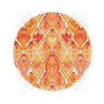 - RealHomes Yuvarlak Fermuarlı Minder - Realhomes  Turuncu Damask Tasarımlı Dijital Baskılı Yuvarlak Fermuarlı Sandalye Minderi Realhomes