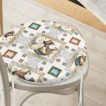 - RealHomes Yuvarlak Fermuarlı Minder - Realhomes  Etnik Motifli Fil Tasarımlı Dijital Baskılı Yuvarlak Fermuarlı Sandalye Minderi Realhomes