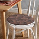 Kahve Zemin Siyah Tüy Tasarımlı Yuvarlak Fermuarlı Sandalye Minderi Realhomes