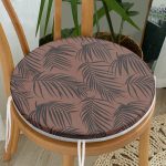 Kahve Zemin Siyah Tüy Tasarımlı Yuvarlak Fermuarlı Sandalye Minderi Realhomes