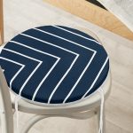 - RealHomes Yuvarlak Fermuarlı Minder - Realhomes Lacivert Beyaz Çizgili Tasarım Yuvarlak Fermuarlı Sandalye Minderi Realhomes