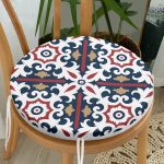 Lacivert Bordo Damask Motifli Modern Yuvarlak Fermuarlı Sandalye Minderi Realhomes