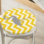 - RealHomes Yuvarlak Fermuarlı Minder - Realhomes  Sarı Gri Zikzaklar ve Flamingo Desenli Yuvarlak Fermuarlı Sandalye Minderi Realhomes