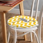 - RealHomes Yuvarlak Fermuarlı Minder - Realhomes  Sarı Gri Zikzaklar ve Flamingo Desenli Yuvarlak Fermuarlı Sandalye Minderi Realhomes