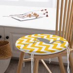 - RealHomes Yuvarlak Fermuarlı Minder - Realhomes  Sarı Gri Zikzaklar ve Flamingo Desenli Yuvarlak Fermuarlı Sandalye Minderi Realhomes