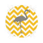 - RealHomes Yuvarlak Fermuarlı Minder - Realhomes  Sarı Gri Zikzaklar ve Flamingo Desenli Yuvarlak Fermuarlı Sandalye Minderi Realhomes