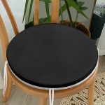 Realhomes Düz Siyah Renkli Dijital Baskılı Yuvarlak Fermuarlı Sandalye Minderi Realhomes